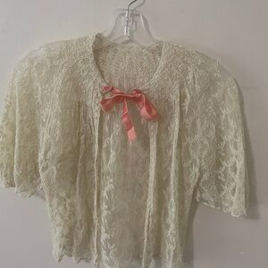 Vintage Lace Bolero Cardigan 1940’s 1950’s Bed Jacket